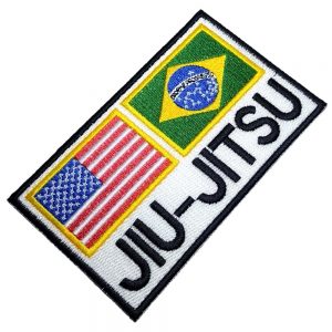 Jiu-Jitsu Bandeira Brasil EUA Patch Bordado Para Kimono