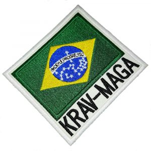 AM0059T 01 Krav-Maga Bandeira Brasil Patch Bordado Termocola
