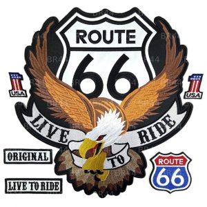 EUA Rota 66 Águia Patch Bordado Para Colete Moto Clube