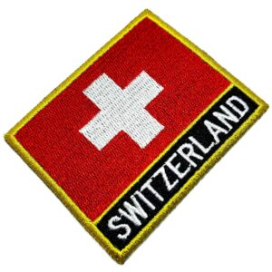 Bandeira país Suíça patch bordada, passar a ferro ou costura