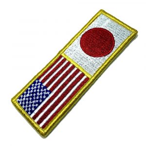 BP00550058V01 Bandeira Japão EUA Patch Bordado Fecho Contato