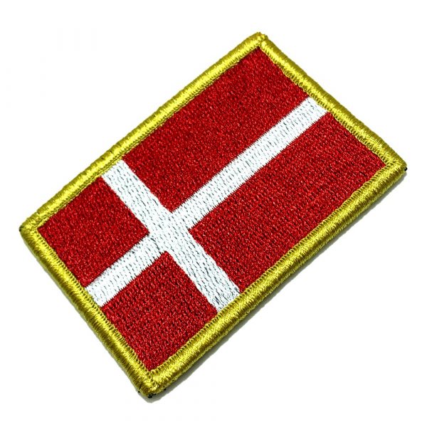 BP0073V01 Bandeira Dinamarca Patch Bordado Fecho de Contato