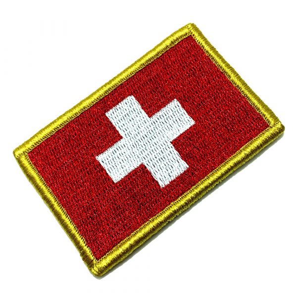 BP0141V01 Bandeira Suíça Patch Bordada Fecho Contato Gancho