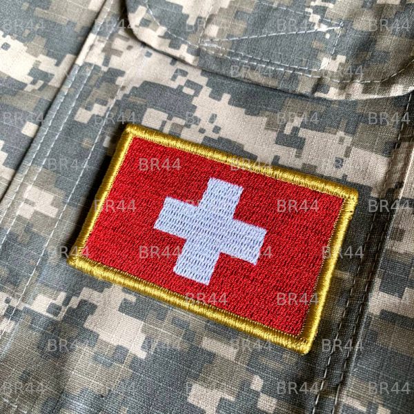 BP0141V01 Bandeira Suíça Patch Bordada Fecho Contato Gancho - Imagem 2