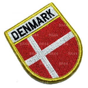 Bandeira Dinamarca Patch Bordada Fecho Contato Gancho