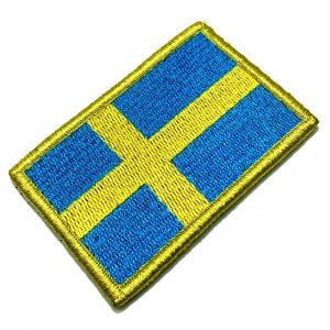 BP0087V 01 Bandeira Suécia Patch Bordada Fecho de Contato