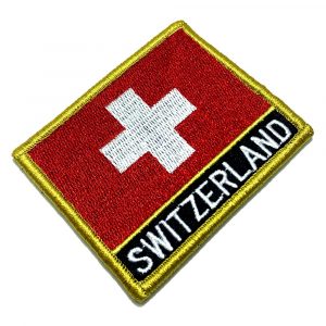 BP0141NV 01 Bandeira Suíça Patch Bordada Fecho de Contato