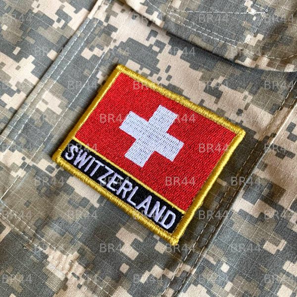 BP0141NV 01 Bandeira Suíça Patch Bordada Fecho de Contato - Imagem 2