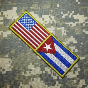 BPUSCUT031 EUA e Cuba Bandeira Bordada Patch Termoadesivo