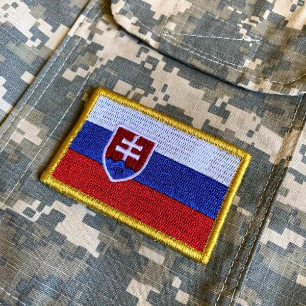 BP0197V 01 Bandeira Eslováquia  Patch Bordada Fecho de Contato Gancho - Imagem 2
