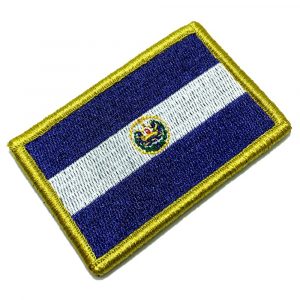 BP0203V 01 Bandeira El Salvador Patch Bordada Fecho Contato