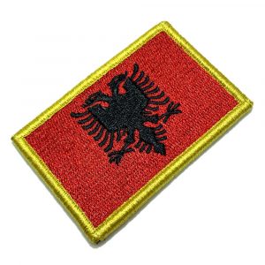 BP0221V 01 Bandeira Albânia Patch Bordada Fecho Contato