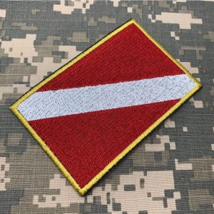 BD0175T21 Bandeira Mergulhador Patch Bordado Termo Adesivo