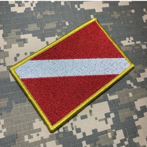 BD0175V21 Bandeira Mergulhador Patch Bordado Fecho Contato