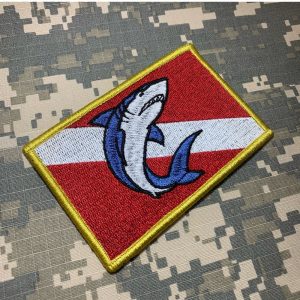 BD0176V21 Bandeira Mergulhador Patch Bordado Fecho Contato