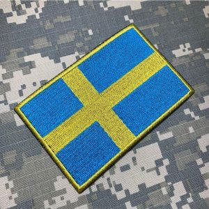BP0087T21 Bandeira Suécia Patch Bordado Termo Adesivo