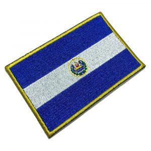 BP0203T21 Bandeira El Salvador Patch Bordado Termo Adesivo
