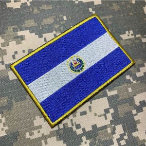 BP0203T21 Bandeira El Salvador Patch Bordado Termo Adesivo