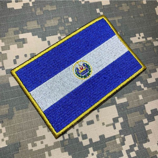 BP0203T21 Bandeira El Salvador Patch Bordado Termo Adesivo - Imagem 2