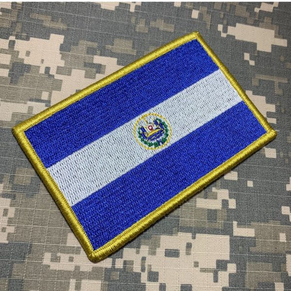BP0203V21 Bandeira El Salvador Patch Bordado Fecho Contato Gancho - Imagem 2
