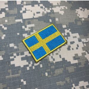 BP0087T11 Bandeira Suécia Patch Bordado Termo Adesivo