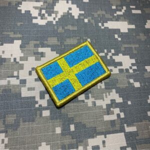 BP0087V11 Bandeira Suécia Patch Bordado Fecho Contato