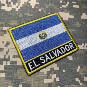 BP0203NT01 Bandeira El Salvador Patch Bordado Termo Adesivo