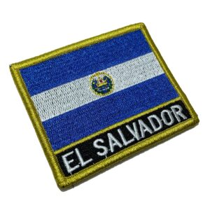 BP0203NV01 Bandeira El Salvador Patch Bordado Fecho Contato