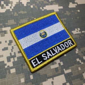 BP0203NV01 Bandeira El Salvador Patch Bordado Fecho Contato