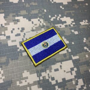 BP0203T11 Bandeira El Salvador Patch Bordado Termo Adesivo