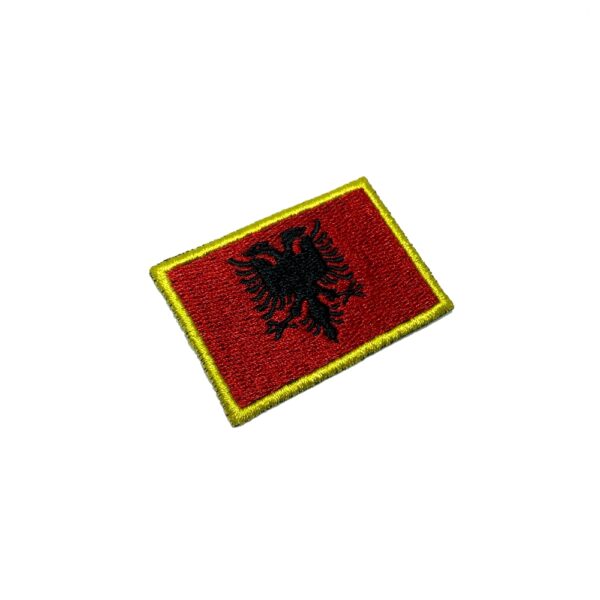 BP0221T11 Bandeira Albânia Patch Bordado Termo Adesivo