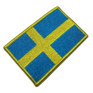 BP0087V21 Bandeira Suécia Patch Bordado Fecho Contato Gancho