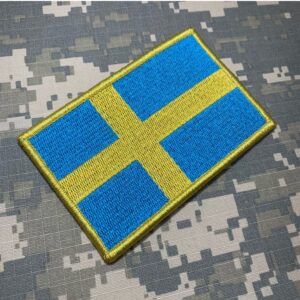 BP0087V21 Bandeira Suécia Patch Bordado Fecho Contato Gancho