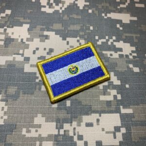 BP0203V11 Bandeira El Salvador Patch Bordado Fecho Contato
