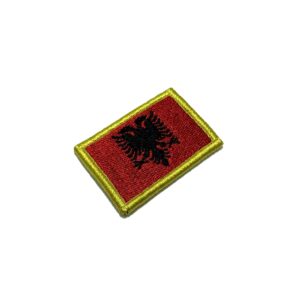 BP0221V11 Bandeira Albânia Patch Bordado Fecho Contato