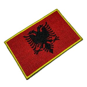 BP0221V21 Bandeira Albânia Patch Bordado Fecho Contato