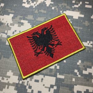 BP0221V21 Bandeira Albânia Patch Bordado Fecho Contato