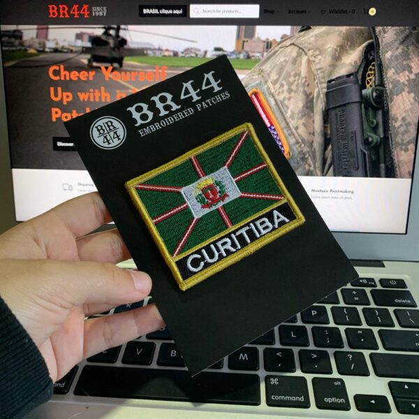 BC0001NV01 Bandeira Curitiba Brasil Bordado Fecho Contato - Imagem 3