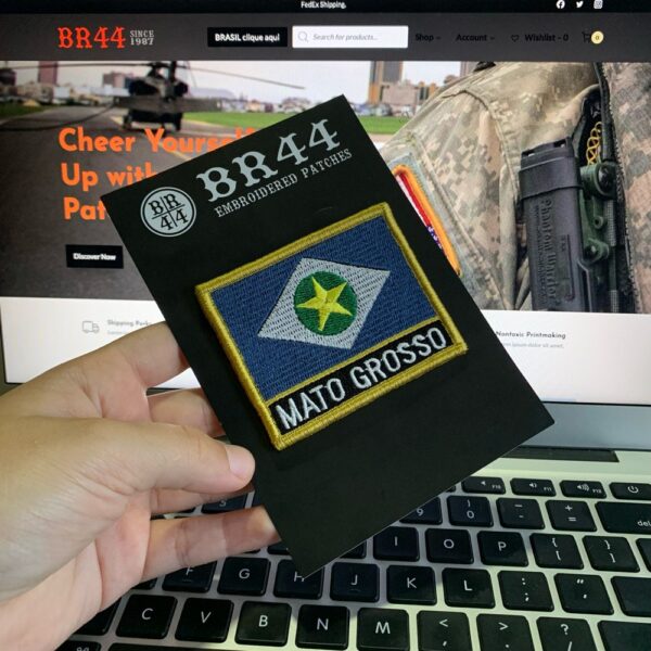BE0193NV01 Mato Grosso Bandeira Patch Bordado Fecho Contato - Imagem 2