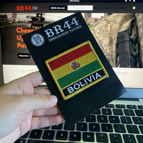 BP0029NV01 Bandeira Bolívia Patch Bordado Fecho Contato - Imagem 3