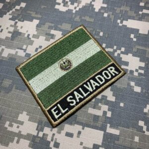 BP0203NT03 Bandeira El Salvador Patch Bordado Termo Adesivo