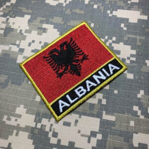 BP0221NT01 Bandeira Albânia Patch Bordado Termo Adesivo