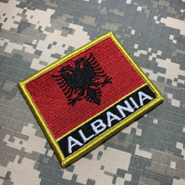 BP0221NV01 Bandeira Albânia Patch Bordado Fecho Contato - Imagem 3