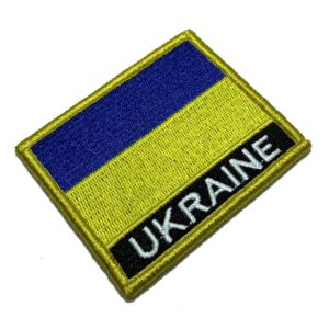 BP0408NV01 Bandeira Ucrânia Patch Bordado Fecho Contato