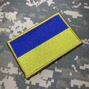 BP0408V21 Bandeira Ucrânia Patch Bordado Fecho Contato