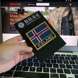 BP0409NV01 Bandeira Islândia Patch Bordado Fecho Contato