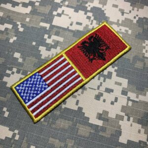 BPUSALT001 Bandeira EUA Albânia Bordado Termo Adesivo