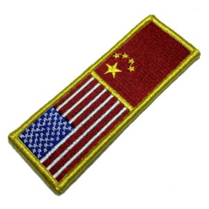 BPUSCNV001 Bandeira EUA China Patch Bordado Fecho Contato
