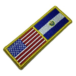 BPUSSVV011 Bandeira EUA El Salvador Bordado Fecho Contato