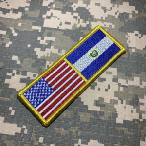 BPUSSVV011 Bandeira EUA El Salvador Bordado Fecho Contato